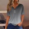 Women's T Shirt Tee Printed Button Short Sleeve Tunic Daily Weekend Fashion Basic V- Neck Regular Top