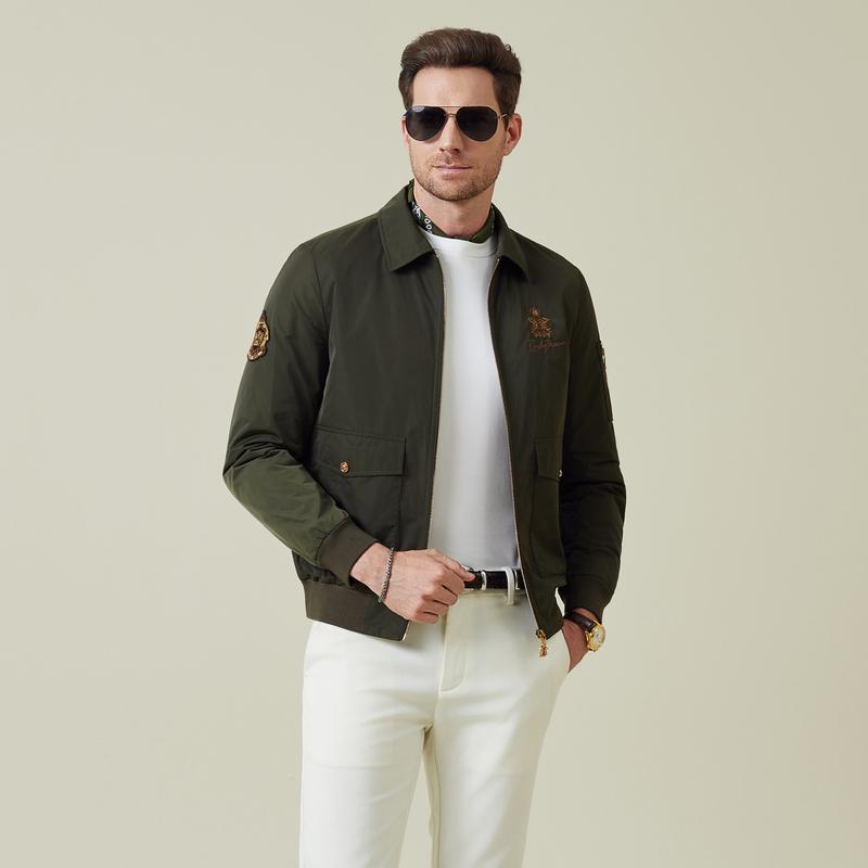 Cotton padded and thickened 2025 winter men's embroidered cotton coat and jacket