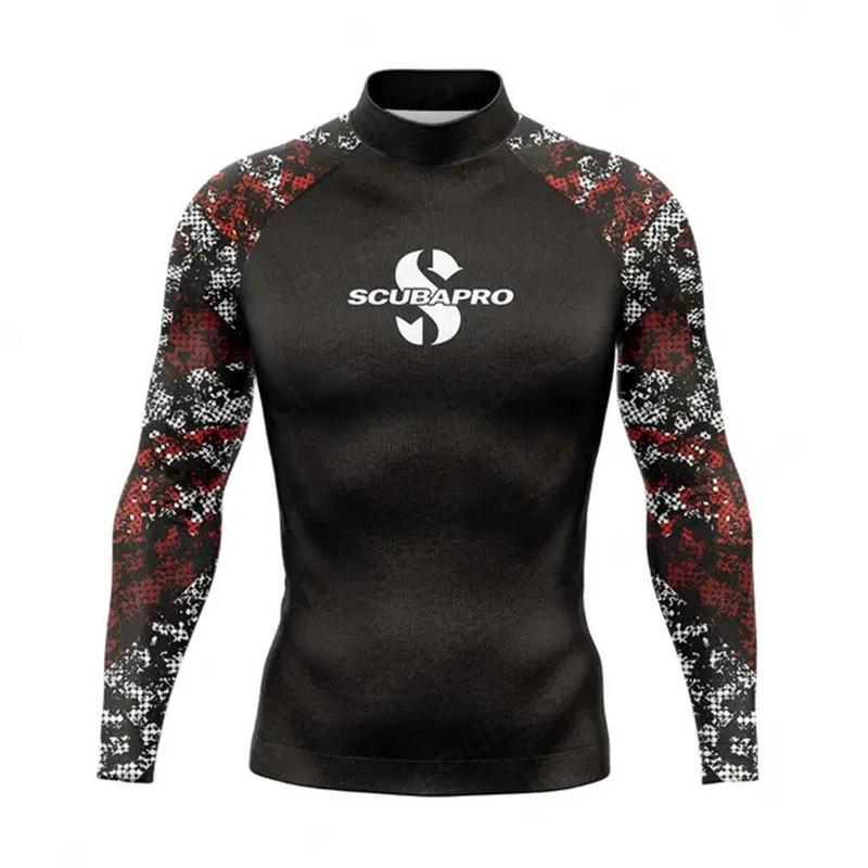 Mens UPF 50 Quick-Dry Rash Guard Long Sleeve Swim Shirt Surfing Diving Snorkeling Water Sports Sun Protection