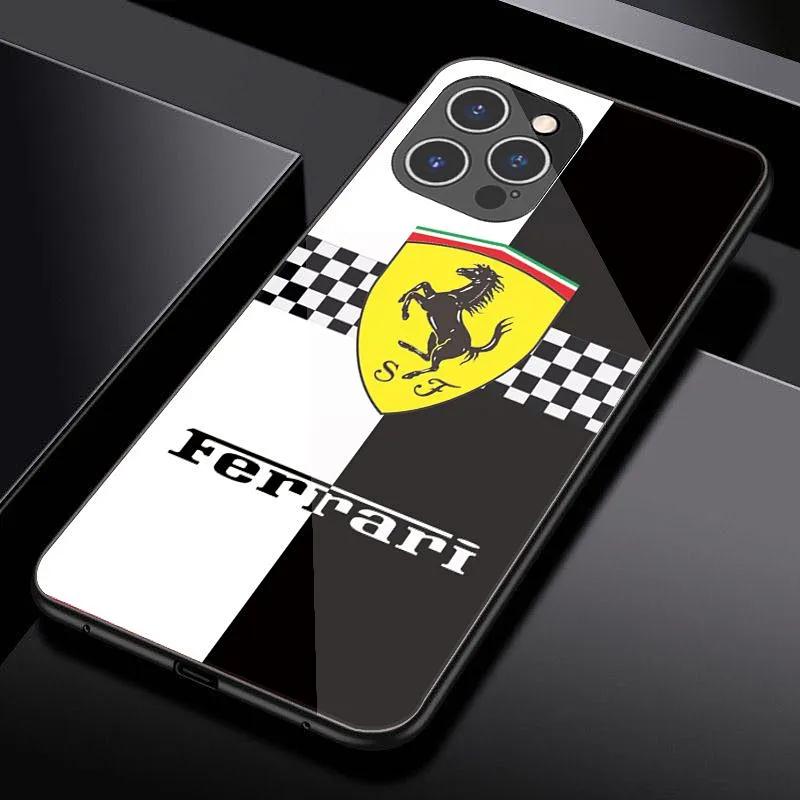Спортивный чехол из закаленного стекла для телефона Ferrari 458 488 599 612 FF F12 Для iPhone 11 12 13 14 15 16 17Pro X XR XS Max Mini 7 8 Plus