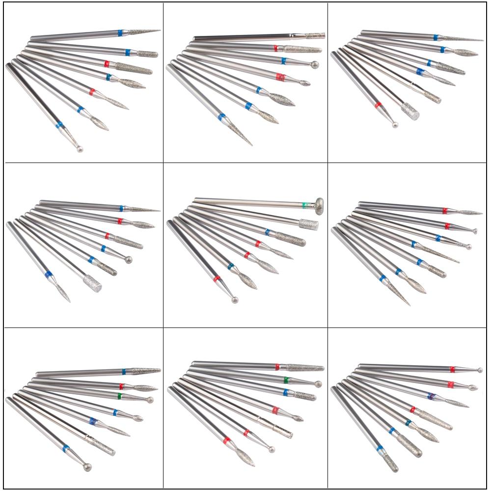 7pcs/Lot Diamond Milling Cutter for Manicure Burrs Pedicure Nail Drill Bits Accessories Nozzles for Manicure Cutters Nail Files