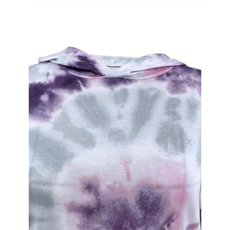Толстовка с капюшоном Tie Dye, повседневная толстовка с капюшоном с длинным рукавом, женская одежда