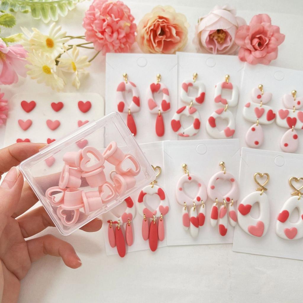 Set of 12 Multipurpose Small Heart Polymer Clay Cutters Valentines Day Jewelry Making Set for Earrings and Necklaces