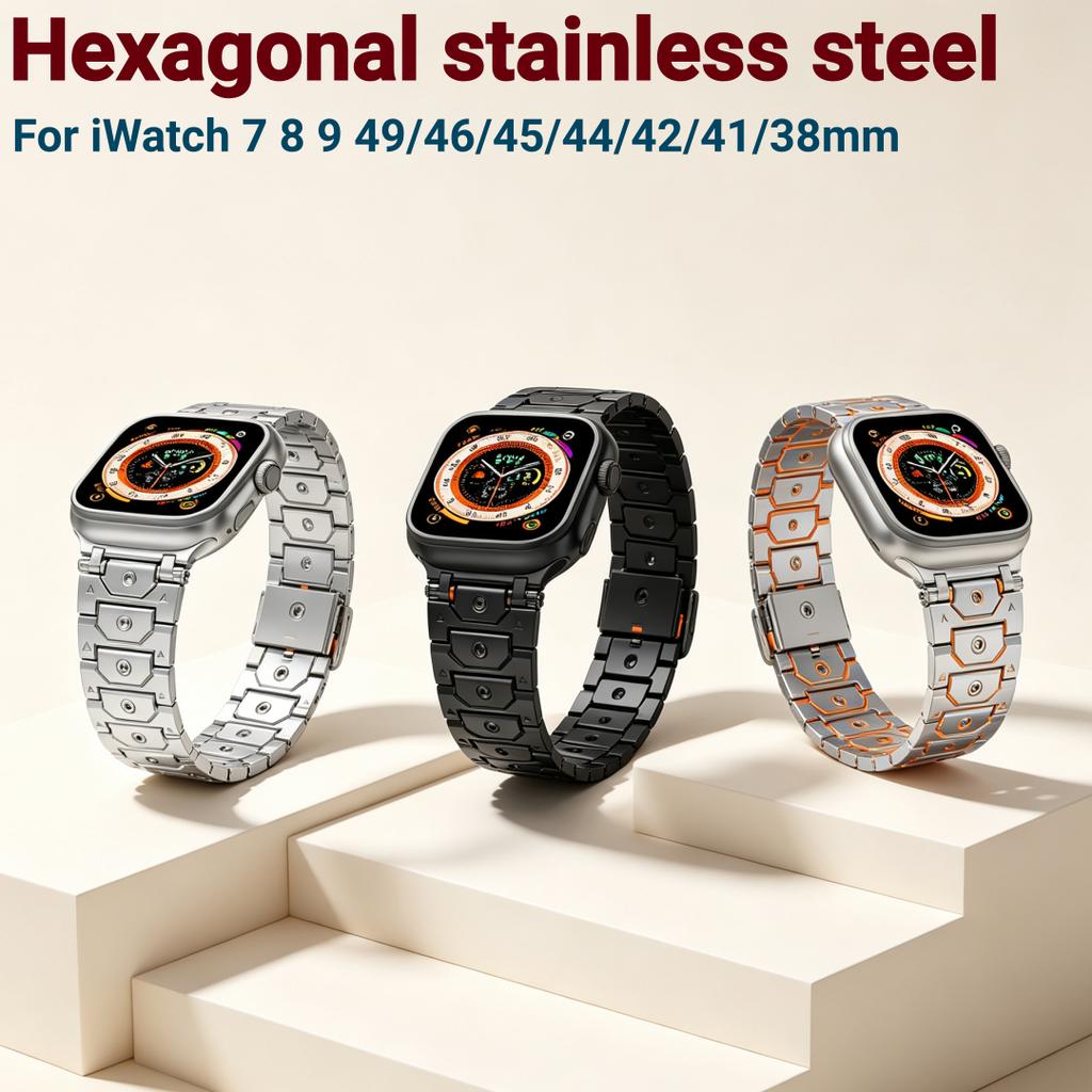 Titanium Color Stainless Steel Bracelet Strap For Apple Watch Ultra 2 49mm Series 10 46mm iWatch 9 8 7 SE 45 44 42 41 40 38mm