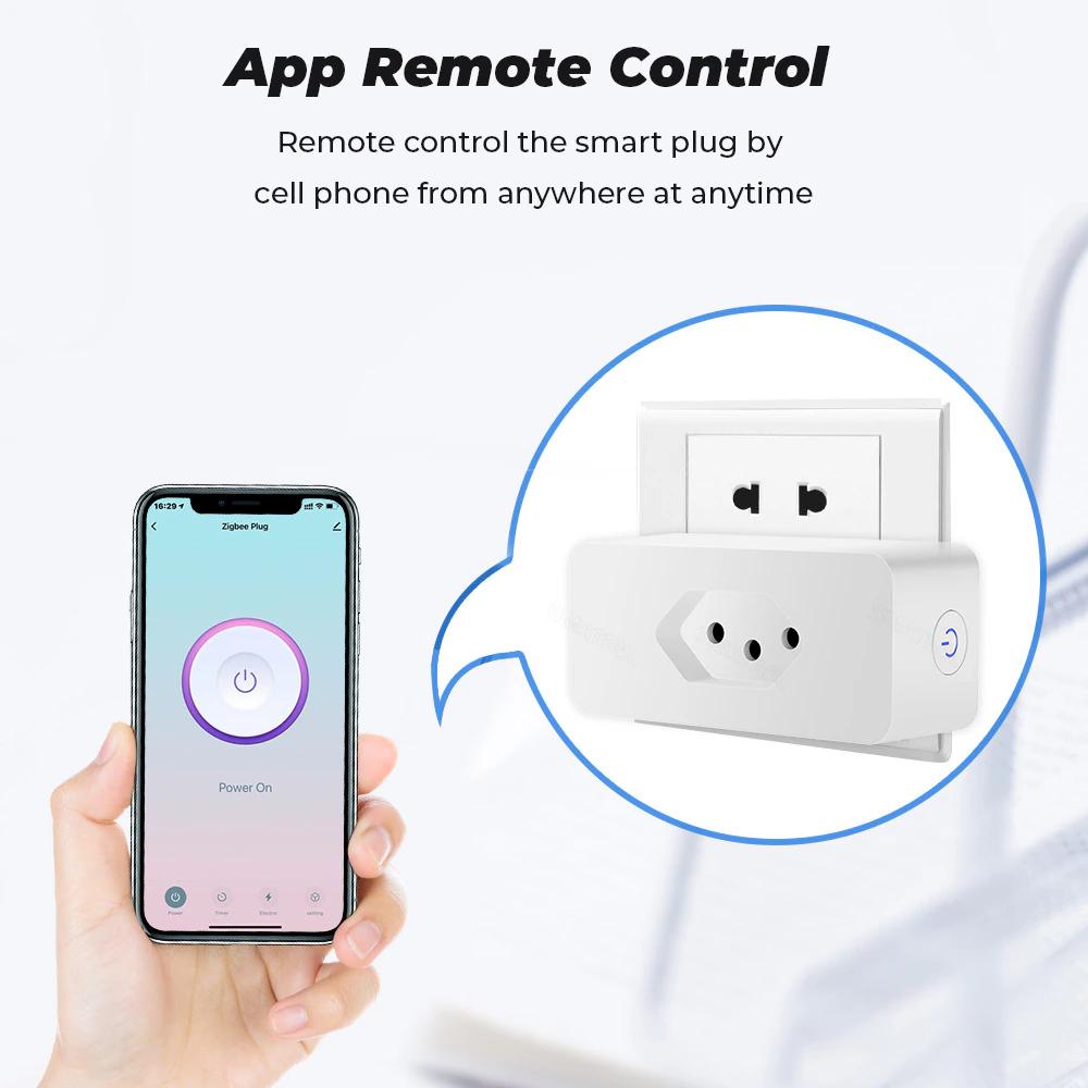 Tuya Wifi Smart Brazil Plug 16a Smart Life App Zigbee Smart Socket With Power Monitor Brazil Outlets Voice For Google Home Alexa