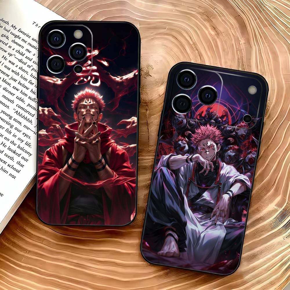 R-Рёмен Сукуна J-Дзюдзюцу К-Кайсен Чехол для телефона Для IPhone 17,16,15,14,13,12,11,Plus,Pro,Max,Plus,XS,мягкий чехол Черный силикон
