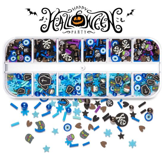 1 коробка с блестками для ногтей, ультратонкие яркие цвета, блестящий визуальный эффект, улучшающий атмосферу, мягкая глина, тема Хэллоуина