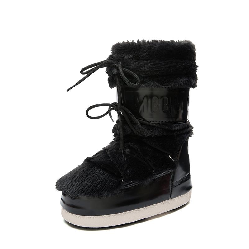 Модные водонепроницаемые женские зимние сапоги 2025 года, новые, с утолщенным тепловым рукавом, хлопковые сапоги, нескользящие и износостойкие луноходы