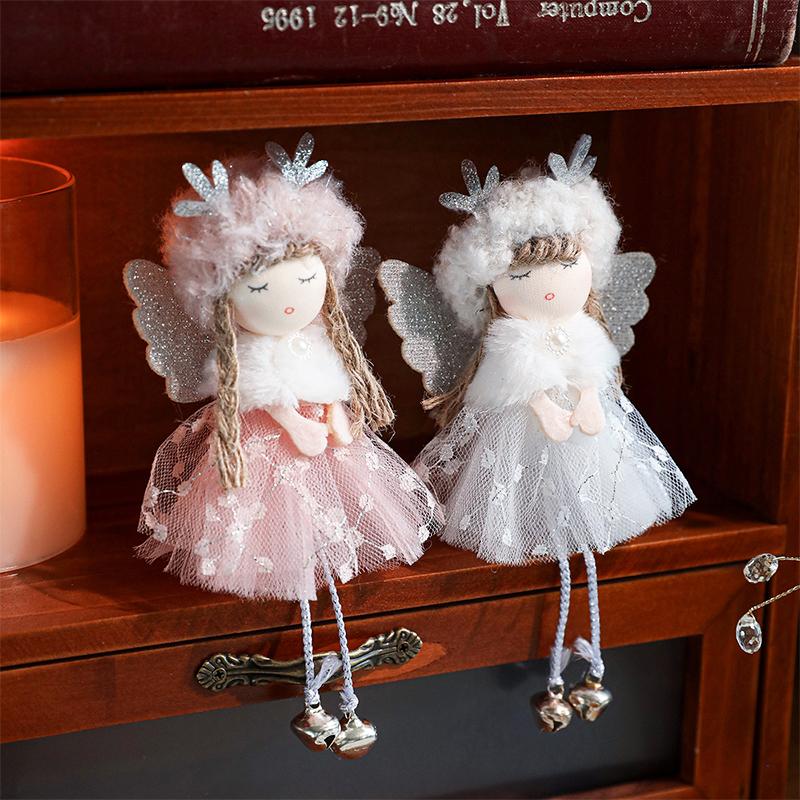 1PC Angel Girl Romantic Christmas Gift Pendant Creativity Plush Doll Decoration Cute Mesh Ornament