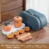 Simple Kung Fu tea set style coarse pottery teapot portable tea making set business souvenir gift high-end set