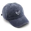 New Embroidery Peach Heart Spring/Summer Hat Adjustable Casual Baseball Caps Wash Denim Streetwear Hats for Women Men Couple