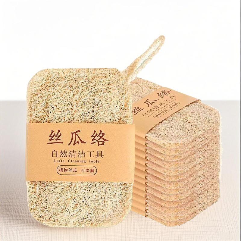 6pcs Natural Luffa Dish Towel Washing Cloth Sponge Loofah Scrub Pad Dish Pot Oil Stain Removing Scrubber Kitchen Clean Brushes P