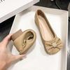Women's Single Shoes Spring New Soft Sole Shallow Mouth Bow Pedal