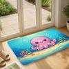 1pc, 2D Flat Printing, Fresh Undersea Little Octopus Door Mat, Bedroom Entrance Mat, Non-Slip Machine Washable Easy Clean Polyester Carpet, Suitable F