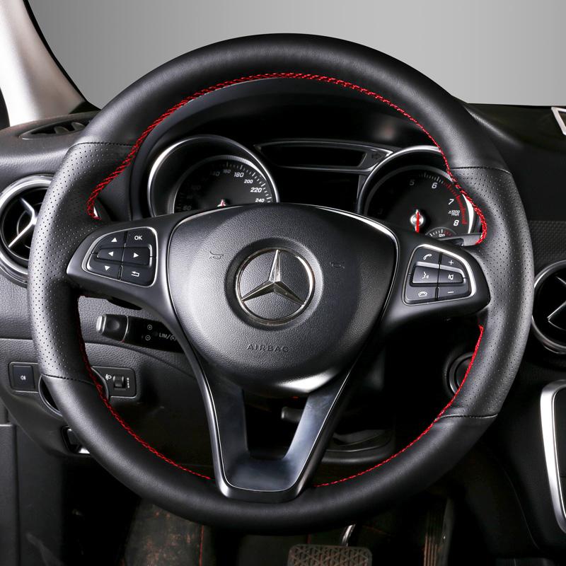 Hand Sewing Car Steering Wheel Cover Braid for Mercedes Benz C E Class C200 E300 CLA GLC260 GLA GLE Genuine Leather Interior mo00