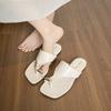 Weiwei Girl 276-1 with Skirt Cover Toe Square Head Versatile Flat Bottom Wearing Herringbone Open Toe Cool Slippers Female Summer