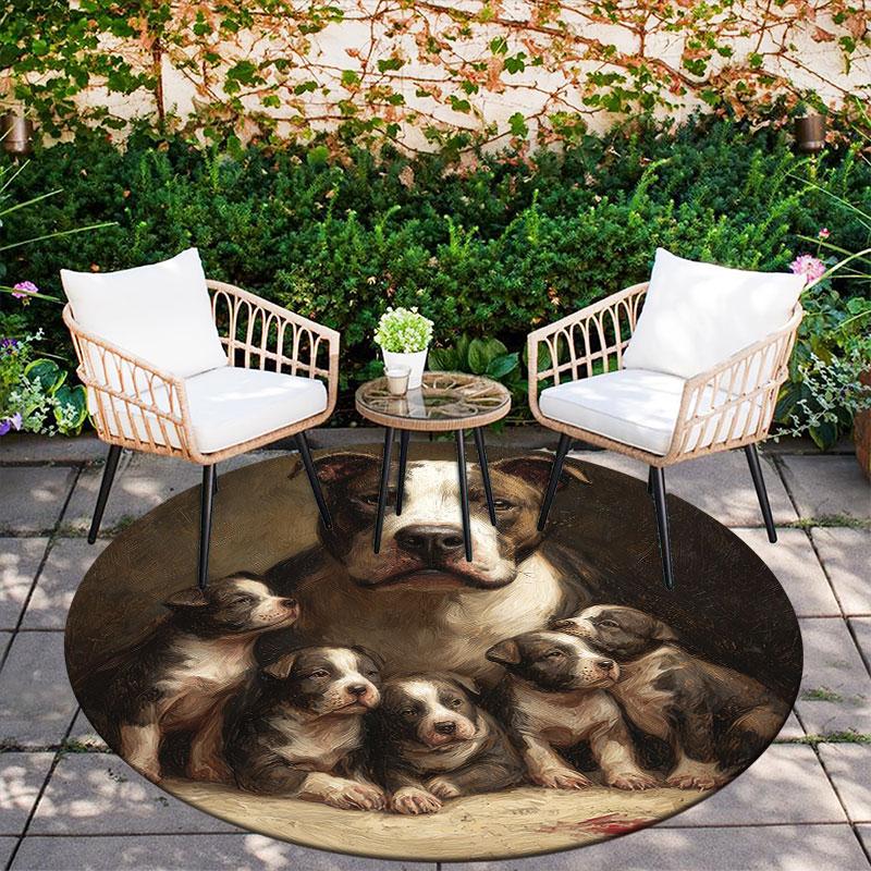 Pitbull Theme pattern round rug,Carpet Rug for Living Room Bedroom Playroom ,Non-slip Floor Mat,Holiday Gifts and Birthday Gifts.