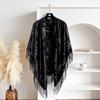 Elegant Velvet Square Scarf Ethnic Style Jacquard Warm Scarf Versatile Top Retro Fringed Shawl