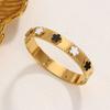 Premium Trendy Geometric Clover Stainless Steel Bangle Elegant Accessory Perfect for Parties