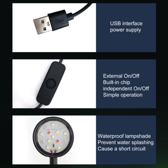 Светодиодный светильник для аквариума, регулируемый на 360 градусов, простой в использовании, водонепроницаемый универсальный зажим для трубки, лампа для аквариумов