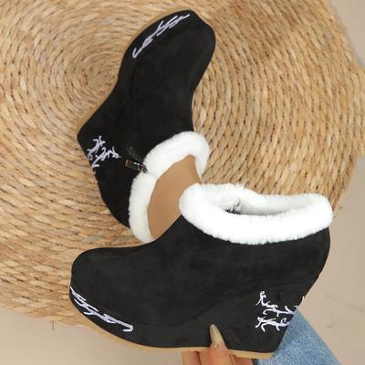 Модные женские ботинки 2024 года, новые зимние модные туфли на танкетке для женщин, удобные уличные теплые ботинки на платформе, женские ботинки Zapatos De Mujer