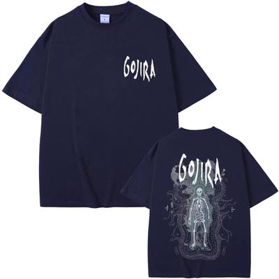 Метал-группа Gojira The Flesh Alive Графическая футболка со скелетом Унисекс Женская Модная Оверсайз Футболки Унисекс Повседневная Хлопковая Футболка
