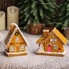 LED Lighted Christmas Village House Miniature Resin Gingerbread House Figurine Collectible Christmas Decoration for Tabletop Decor