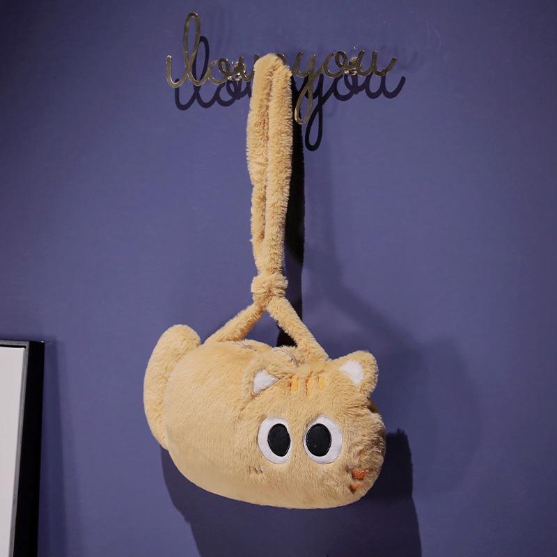 Cute Soft Plush Children's Shoulder Bag Cartoon Cat Baby Girls Round Bags Kids Handbags Coin Purse Diagonal Package