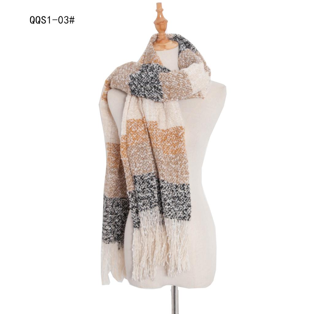 Autumn and Winter Polyester Circle Sand Plaid Scarf Women's Warm Fringed Scarf Shawl