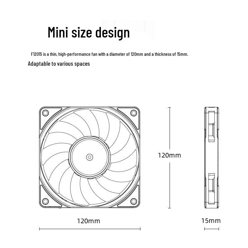 Lengshuo HF12015 120мм Вентилятор для охлаждения корпуса ПК, FDB подшипник, толщина 15мм, тихий ARGB с контролем температуры