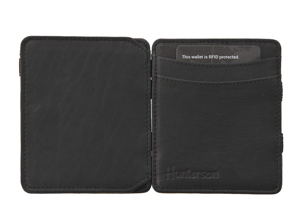 HUNTERSON Волшебный кошелек с отделением для монет, Вмещает японские банкноты (Широкий), черный