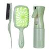 Custom LOGO 3pcs Hair Styling Tools Kit Eco-Friendly Wheat Straw Hollow-out Comb Massage Comb Teasing Brush Spray Bottle