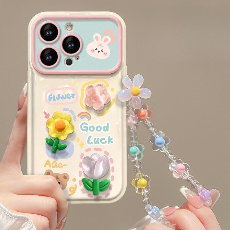 Applicable To Apple 15 Mobile Phone Case IPhone 14 Frog Flower Doll Chain 13 Window Flip 12 Cute Silicone