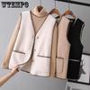 Жилеты новые весна осень женские жилеты на пуговицах из овечьей шерсти зимние теплые толстые флисовые жилеты без рукавов женские пальто
