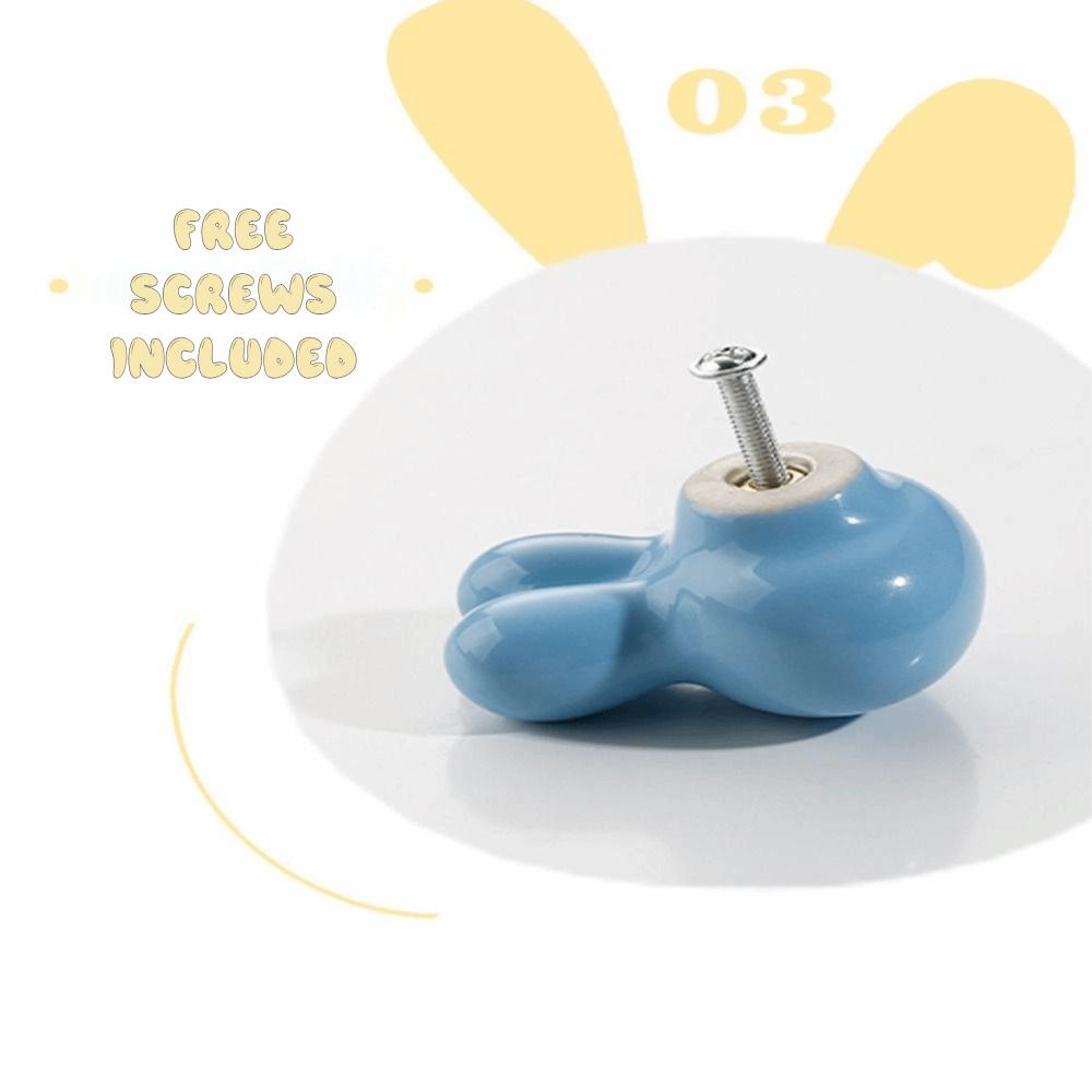 Solid Metal Thread Rabbit Knobs Single Hole Cabinet Knobs Cartoon Furniture Handles Dresser
