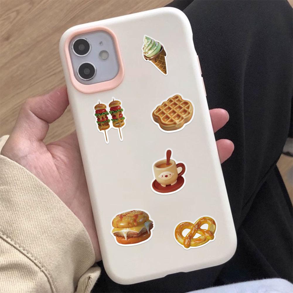 50Pcs/Set 3D Delicious Food . Afternoon Tea Dessert Stickers DIY Fashion Waterproof Doodle Decals Stickers (2 Styles)