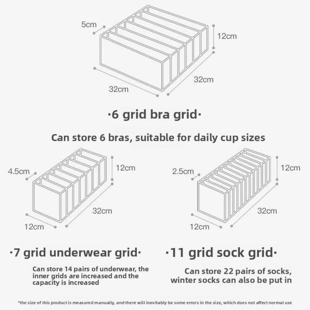 Storage Set, Mesh Divided Underwear Storage Box, Wardrobe Drawer Storage Artifact, Sorting Bag, Socks, Underwear Multi Grid Storage