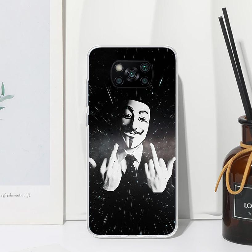 Анонимный чехол для телефона с маской V для Xiaomi Poco X7 X6 X5 M7 M8 Pro F7 Ultra Redmi 15C 15 13C 13 12C 12 10 10C 10A Арт Fundas Poco X7