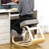 Kneeling Chair, Ergonomic Seat Stool, Upholstered Stool for Healthy Sitting Posture, Birch Wood, 120 kg Load Capacity, Grey
