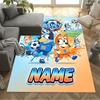 Soccer Fun Bluey Customize Text Floor Mat Perfect for Bedrooms Dormitory Kitchen Hallway Anti-slip Rug Decorate Offices Best for Christmas