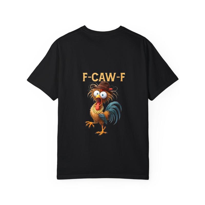 Белая футболка с дизайном петуха и текстом F Caw F для повседневной носки