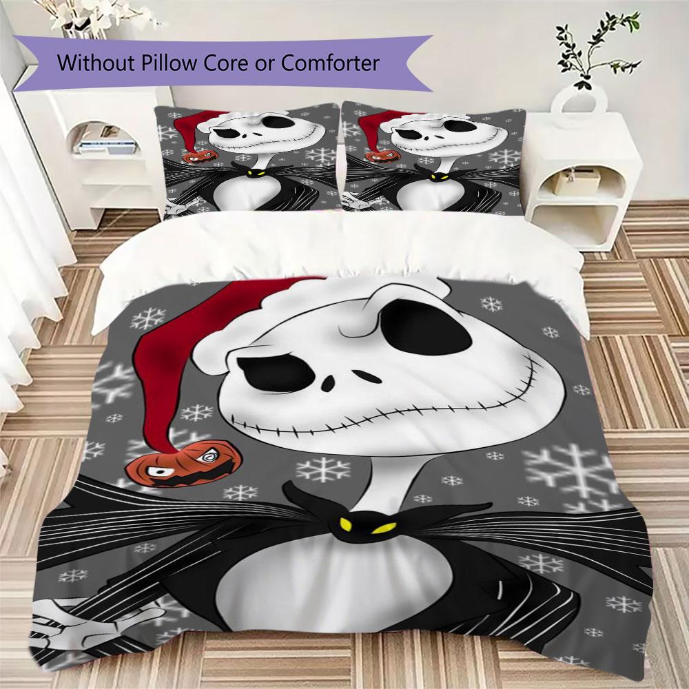 Christmas Jack Skull Prints bedding, duvet cover and pillowcases, birthday gift (1 duvet cover + 2 pillowcases, pillow insert not included)JM009