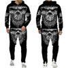 Cool Skull 3D Printed Black Zipper Hoodie Pants Suit Gothic Punk Style Men Women Tracksuit Set 2023 Halloween Streetwear Costume