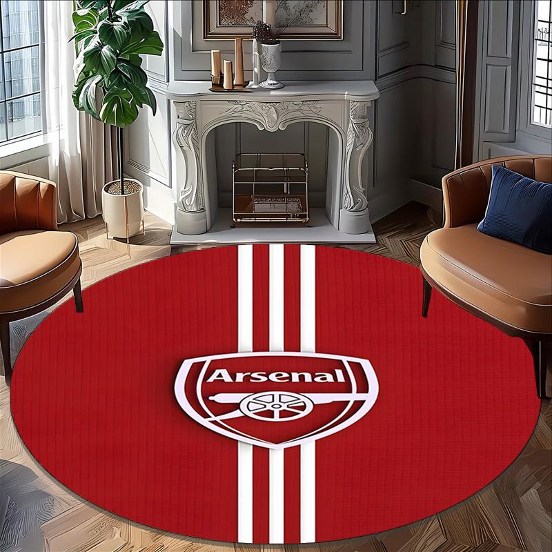 1pc A-Arsenal Carpet, Round Rug, Comfortable, Suitable for Entryways, Living Rooms, Office, And Bedrooms, Christmas Decoration