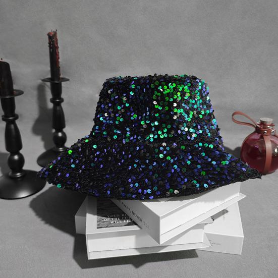 Shiny Sequin Bucket Hat for Women Glitter Bling Disco Hat Sparkly Party Rave Fisherman Cap Outdoor Sun Hat for Beach Travel
