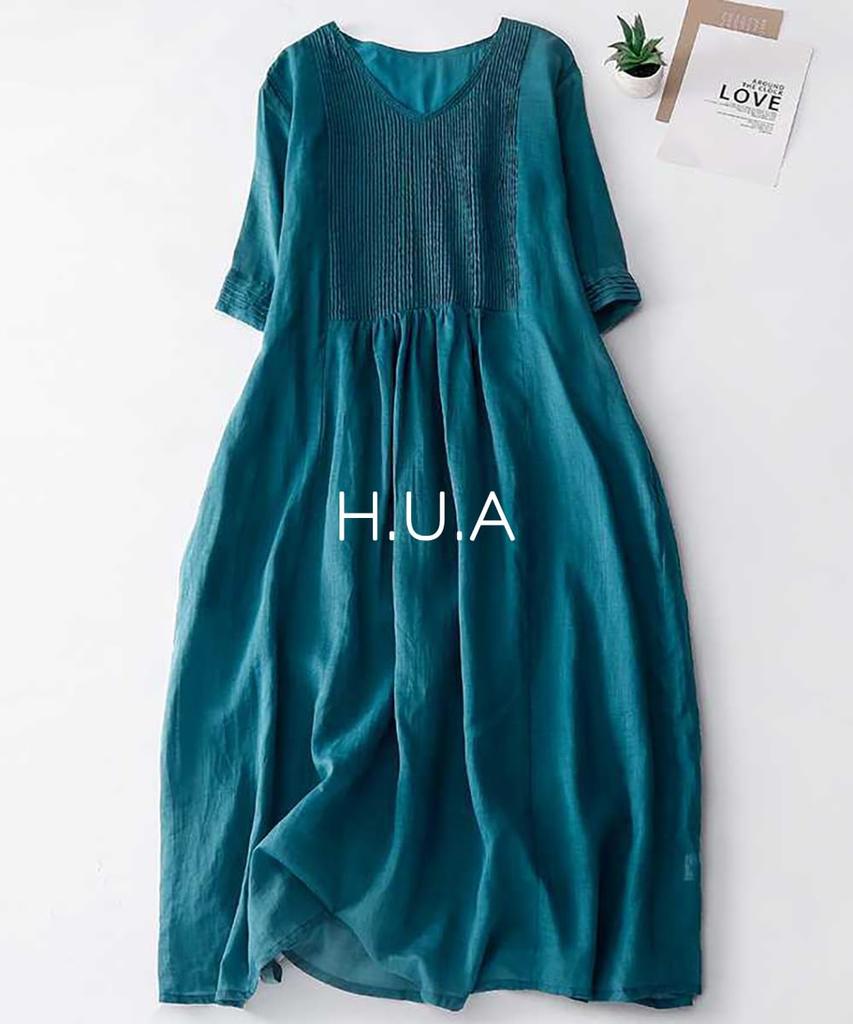 Макси Длинное Макси Плюс Расслабленное H.U.A Женское Платье, Платье, Размер, Посадка, V-образный вырез, Без рукавов, Курортное, Весна/Лето, TC/XL