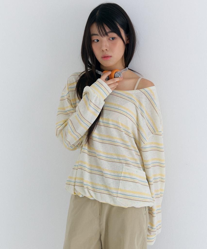 Желтая футболка с длинным рукавом Peulleoti Stripe Comfort