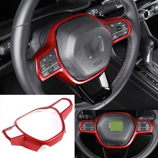 Red ABS Interior Steering Wheel Panel Cover Trim For Honda Civic 11th 2022 2023