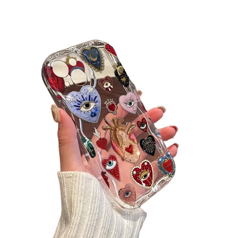 Subculture niche retro heart devil's eye iPhone17promax mobile phone case TPU transparent protective case