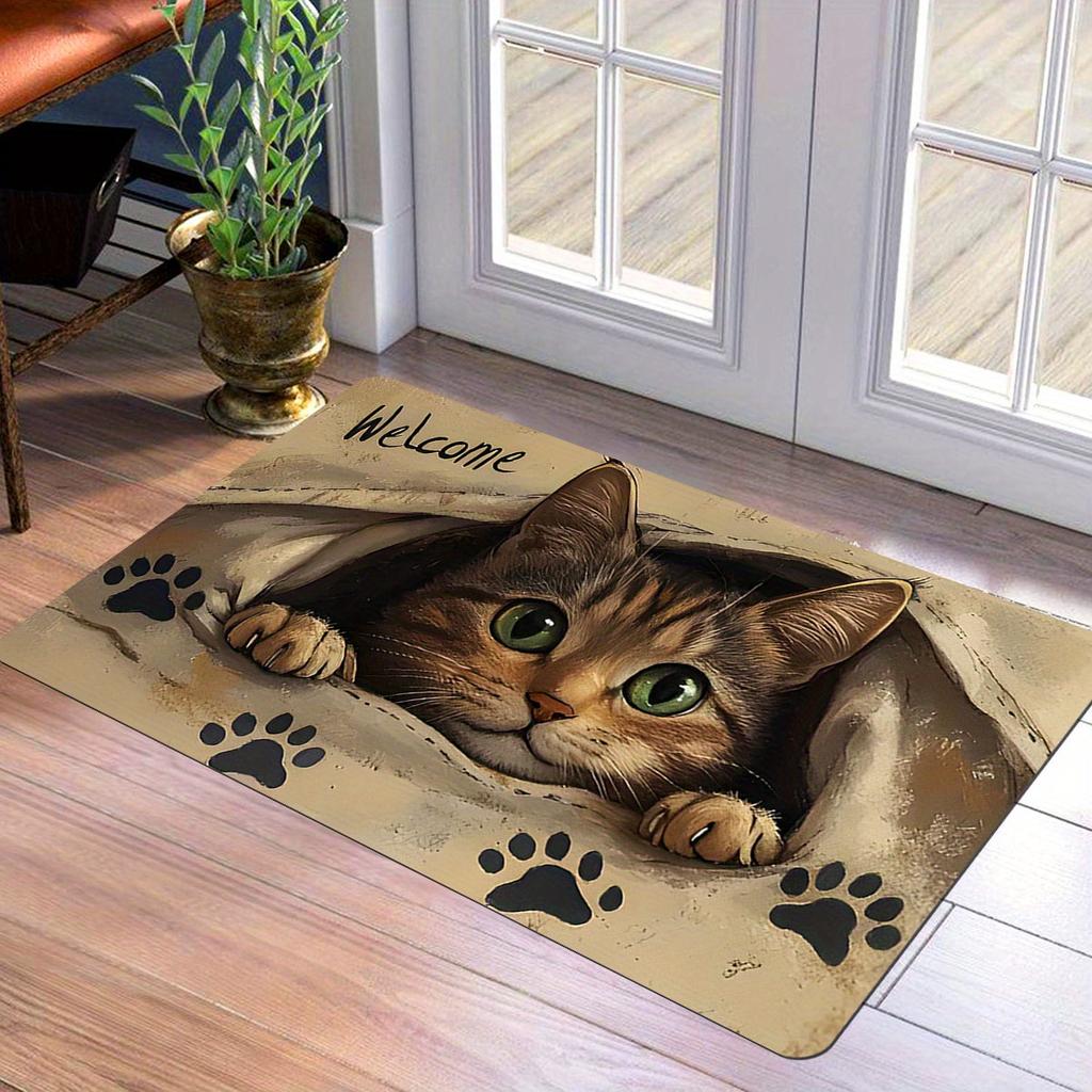 Водонепроницаемый кухонный коврик с принтом кошки, нескользящий, с толстой мягкой подкладкой для комфорта и против усталости